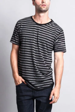 Mineral Wash Stripe T-Shirt -Victorious TS7050 BLK 5