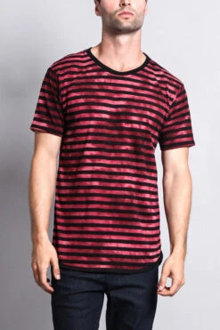 Mineral Wash Stripe T-Shirt -Victorious TS7050 BRG 1