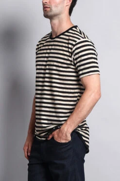 Mineral Wash Stripe T-Shirt -Victorious TS7050 KHK 2