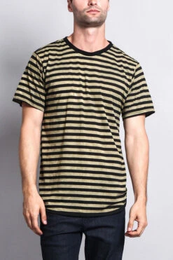 Mineral Wash Stripe T-Shirt -Victorious TS7050 OLV 1