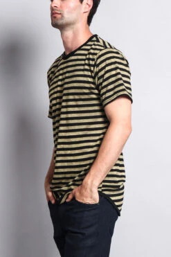 Mineral Wash Stripe T-Shirt -Victorious TS7050 OLV 2