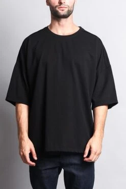 Men's Basic Overly Over Sized T-Shirt -Victorious TS7051 BLK 1