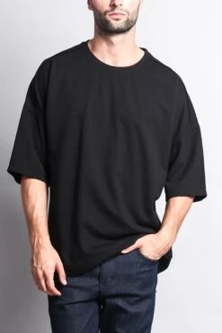 Men's Basic Overly Over Sized T-Shirt -Victorious TS7051 BLK 5