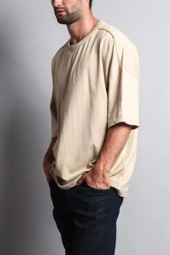 Men's Basic Overly Over Sized T-Shirt -Victorious TS7051 KHK 2