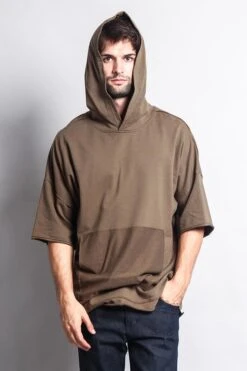 Men's Over Sized Hooded T-Shirt With Extended Hem -Victorious TS7052 OLV 5