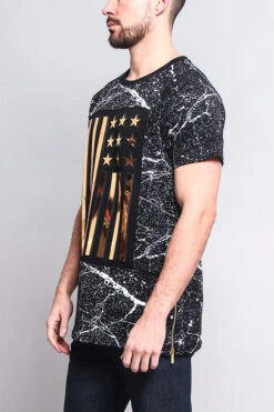 Metallic American Flag Marble Print T-Shirt -Victorious TS7053 BLG 2