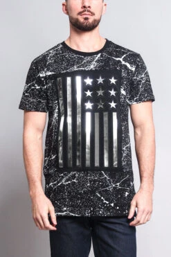 Metallic American Flag Marble Print T-Shirt -Victorious TS7053 BLS 1
