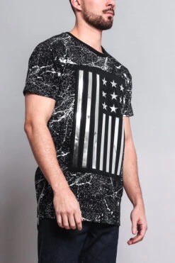 Metallic American Flag Marble Print T-Shirt -Victorious TS7053 BLS 4