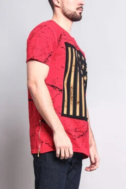 Metallic American Flag Marble Print T-Shirt -Victorious TS7053 RGD 4