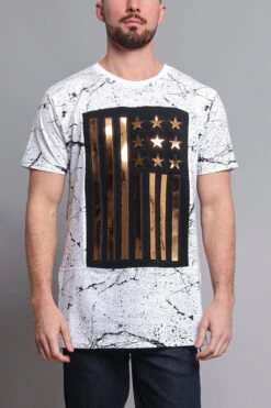 Metallic American Flag Marble Print T-Shirt -Victorious TS7053 WGD 1