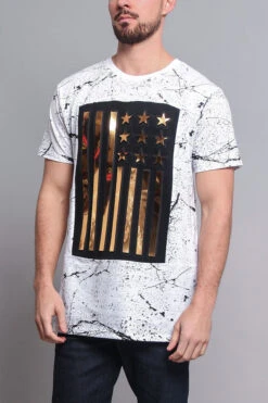 Metallic American Flag Marble Print T-Shirt -Victorious TS7053 WGD 2