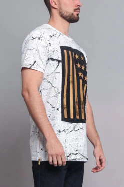 Metallic American Flag Marble Print T-Shirt -Victorious TS7053 WGD 5