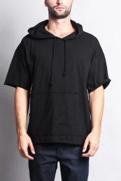 Men's Over Sized Hooded T-Shirt 24 Men's Over Sized Hooded T-Shirt -Victorious TS7065 BLK 1