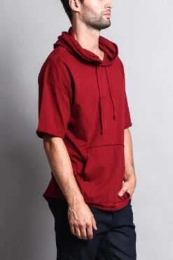 Men's Over Sized Hooded T-Shirt 34 Men's Over Sized Hooded T-Shirt -Victorious TS7065 BRG 4