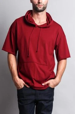 Men's Over Sized Hooded T-Shirt 35 Men's Over Sized Hooded T-Shirt -Victorious TS7065 BRG 5