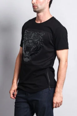 3D Metallic Embossed Tiger T-Shirt 28 3D Metallic Embossed Tiger T-Shirt -Victorious TS7075 BLK 2