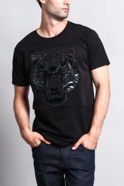 3D Metallic Embossed Tiger T-Shirt 31 3D Metallic Embossed Tiger T-Shirt -Victorious TS7075 BLK 5