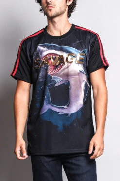 Men's Savage Shark T-Shirt -Victorious TS7161 BLK 1