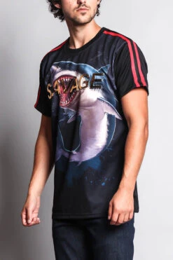Men's Savage Shark T-Shirt -Victorious TS7161 BLK 2