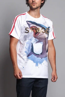 Men's Savage Shark T-Shirt -Victorious TS7161 WHT 4