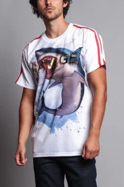 Men's Savage Shark T-Shirt -Victorious TS7161 WHT 5