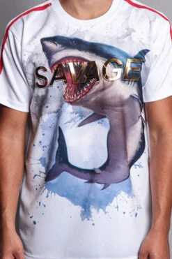 Men's Savage Shark T-Shirt -Victorious TS7161 WHT 6