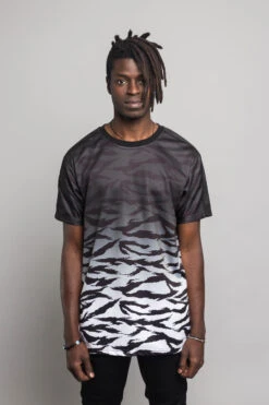 Dip Dye Gradient Tiger T-Shirt -Victorious TS7311 BLK 1