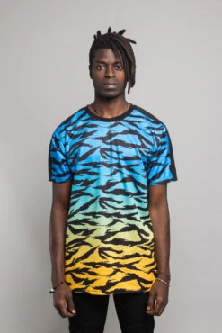 Dip Dye Gradient Tiger T-Shirt -Victorious TS7311 BLU 1