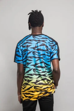 Dip Dye Gradient Tiger T-Shirt -Victorious TS7311 BLU 3