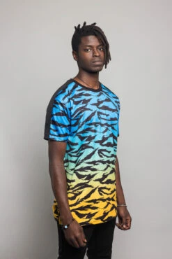 Dip Dye Gradient Tiger T-Shirt -Victorious TS7311 BLU 4