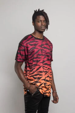 Dip Dye Gradient Tiger T-Shirt -Victorious TS7311 RED 4