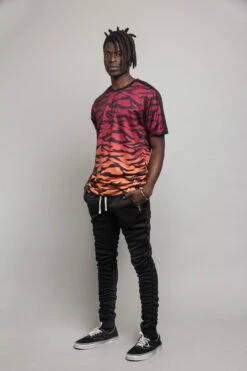 Dip Dye Gradient Tiger T-Shirt -Victorious TS7311 RED 5