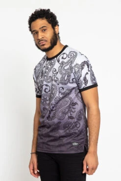 Paisley Gradient Ombre T-Shirt -Victorious TS7340 BLK 2