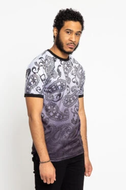 Paisley Gradient Ombre T-Shirt -Victorious TS7340 BLK 4