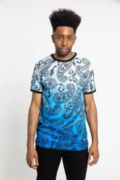 Paisley Gradient Ombre T-Shirt -Victorious TS7340 BLU 1