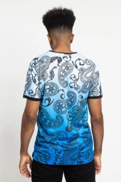 Paisley Gradient Ombre T-Shirt -Victorious TS7340 BLU 3
