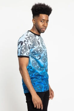 Paisley Gradient Ombre T-Shirt -Victorious TS7340 BLU 4