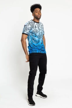 Paisley Gradient Ombre T-Shirt -Victorious TS7340 BLU 5