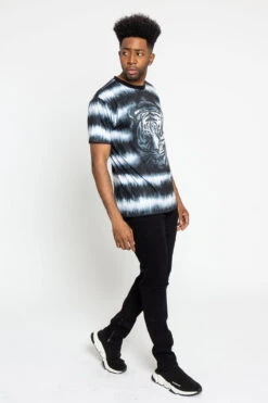 Horizontal Stripe Dyed Tiger T-Shirt 12 Horizontal Stripe Dyed Tiger T-Shirt -Victorious TS7363 BLK 5