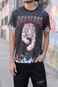 Fearless Tiger Graffiti T-Shirt -Victorious TS7385 BLK 1