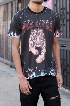 Fearless Tiger Graffiti T-Shirt -Victorious TS7385 BLK 2