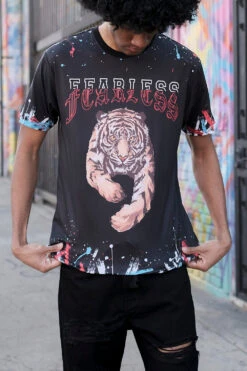 Fearless Tiger Graffiti T-Shirt -Victorious TS7385 BLK 3