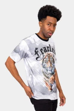 Embossed Fearless Tiger T-Shirt -Victorious TS7423 WHT 4