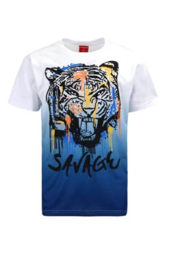 Savage Tiger Print T-Shirt -Victorious TS7469 NVY 1