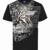Lion Angel Crystal Embellished Graphic T-Shirt -Victorious TS7483 BLK FRONT