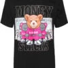 Money Stacks Crystal Embellished Bear T-Shirts -Victorious TS7492 BLK 1
