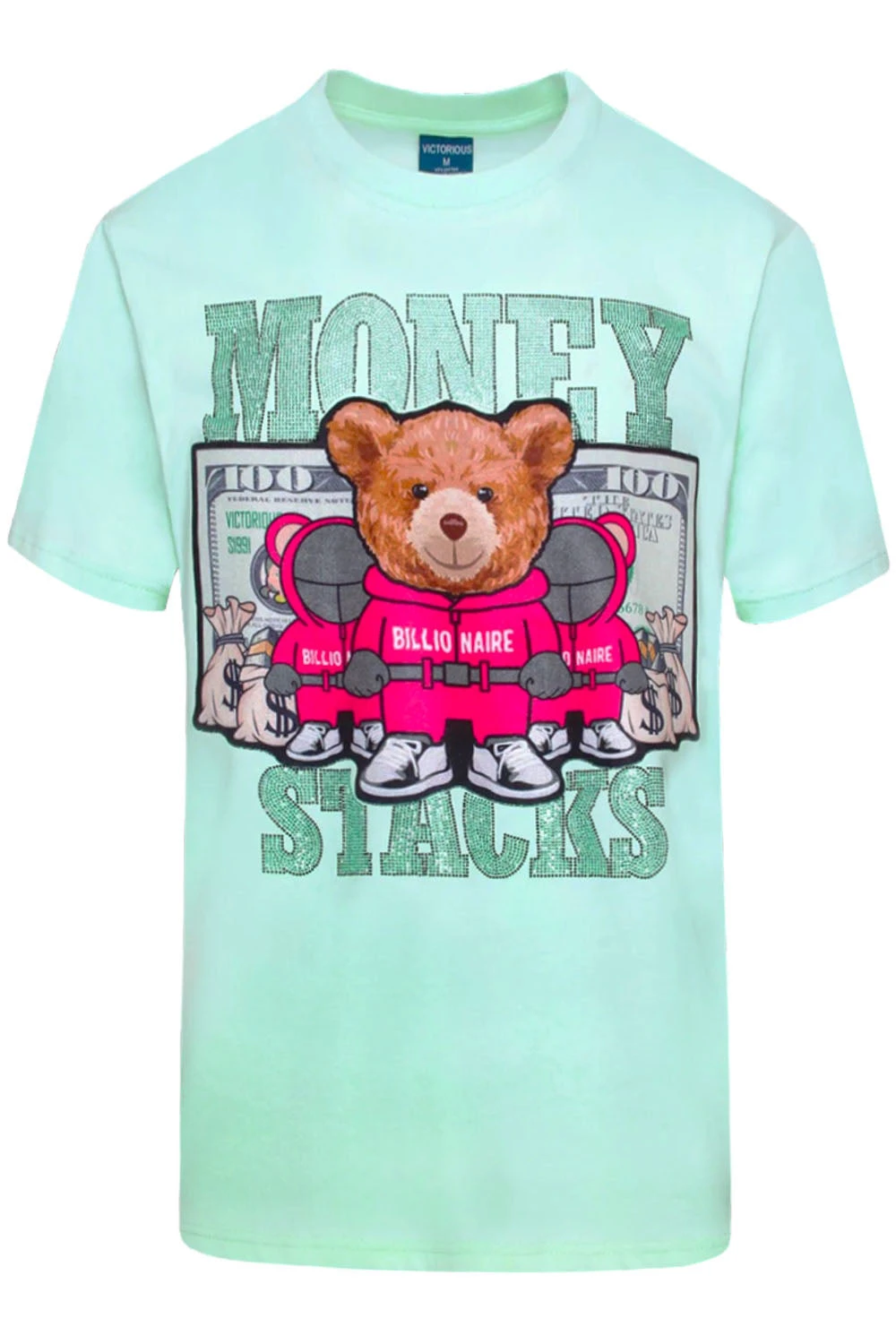 Money Stacks Crystal Embellished Bear T-Shirts 5 Money Stacks Crystal Embellished Bear T-Shirts - Image 3