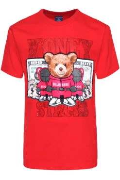 Money Stacks Crystal Embellished Bear T-Shirts 22 Money Stacks Crystal Embellished Bear T-Shirts -Victorious TS7492 RED 1