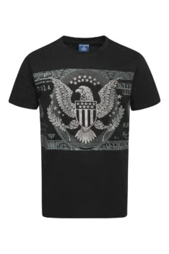 Men's Money Print Rhinestone Graphic T-Shirt -Victorious TS7497 BLK 1