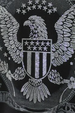 Men's Money Print Rhinestone Graphic T-Shirt -Victorious TS7497 BLK 2